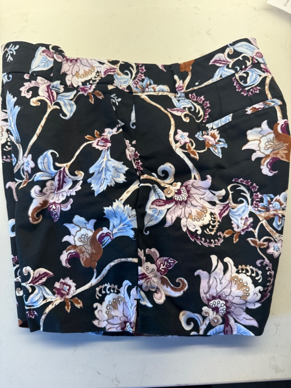 White House Black Market Black Floral Print Shorts